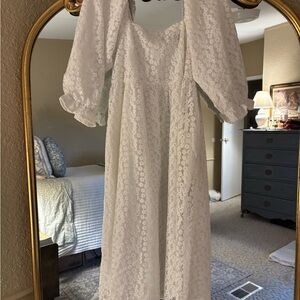 Mikarose White Floral Lace Maxi Dress